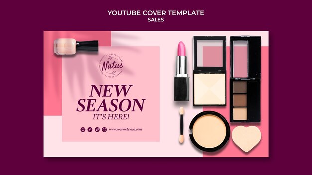 Modelo de capa do youtube para venda de cosméticos