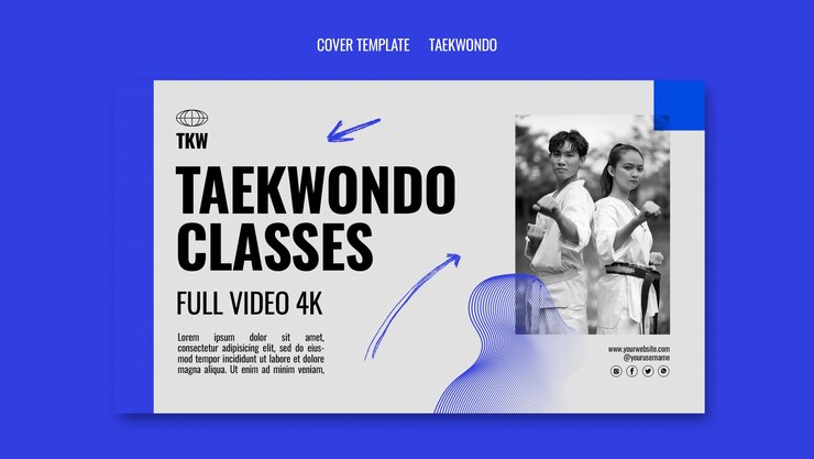PSD grátis modelo de capa do youtube tawkwondo marcial tradicional