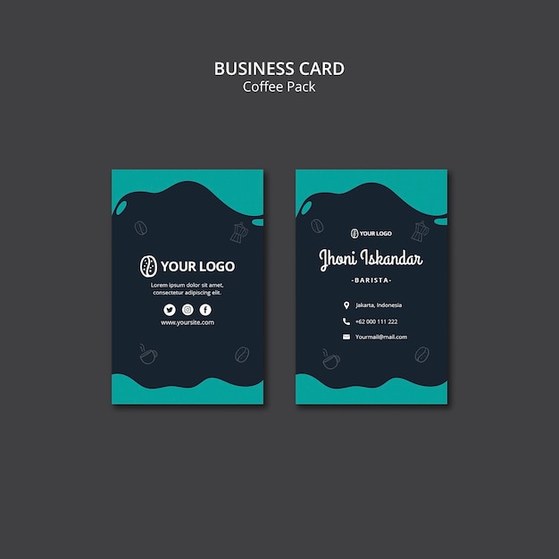Modelo de cartão com design de café