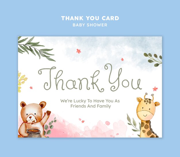 Modelo de cartão de agradecimento para baby shower