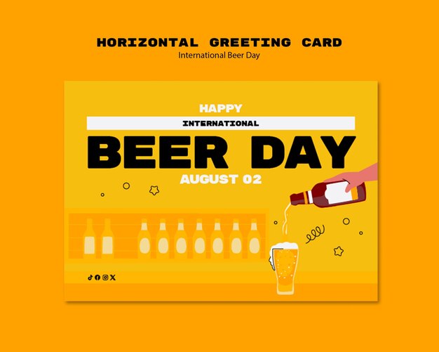 Modelo de cartão de celebração do Dia Internacional da Cerveja