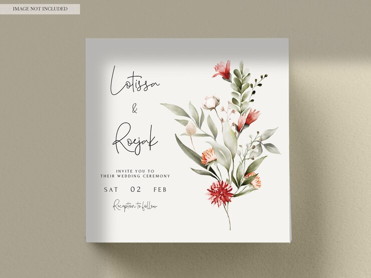 PSD grátis modelo de cartão de convite de casamento em aquarela floral boêmio