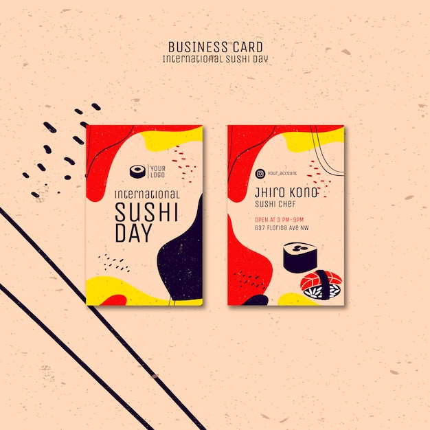 PSD grátis modelo de cartão de dia de sushi