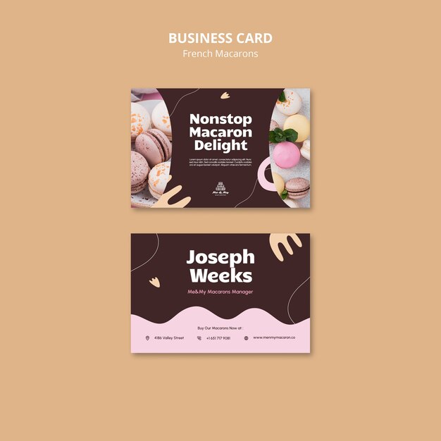 Modelo de cartão de visita de macarons franceses
