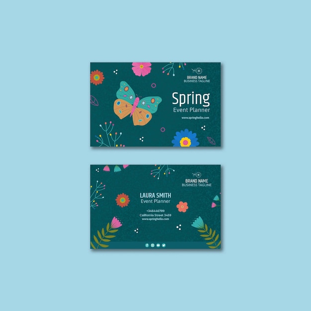 PSD grátis modelo de cartão de visita de venda de primavera de design plano