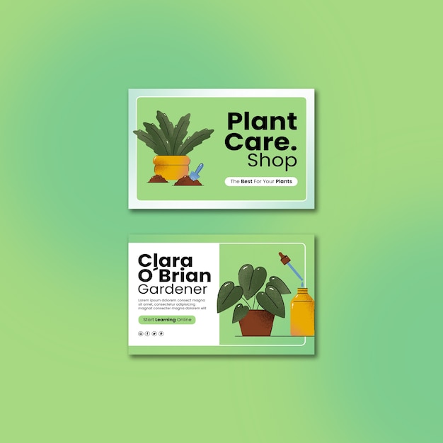 Modelo de cartão de visita para cuidados com plantas