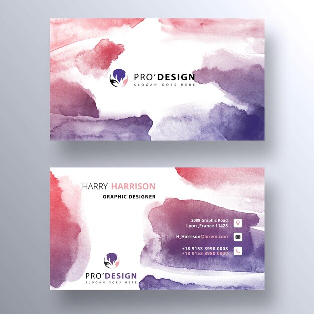 modelo de cartão de visita psd aquarela elegante