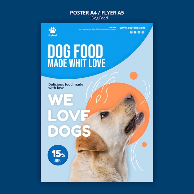 Modelo de cartaz a4 de comida de cachorro
