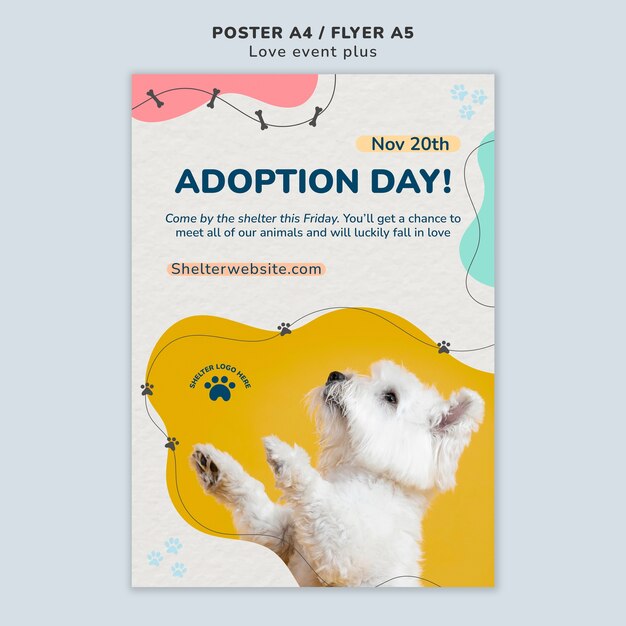 Modelo de cartaz - adoção de animais