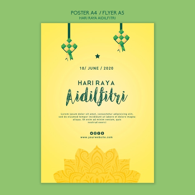 PSD grátis modelo de cartaz - aidilfitri