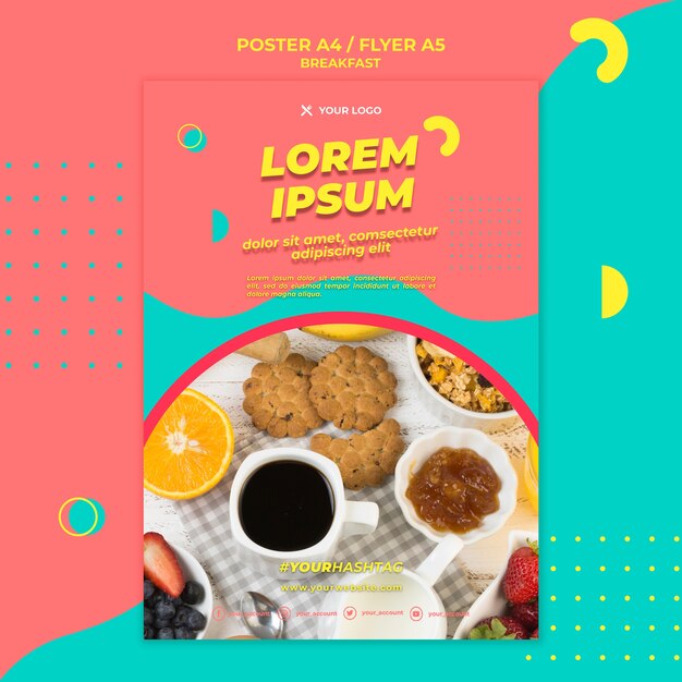 Modelo de cartaz - café preto e café da manhã
