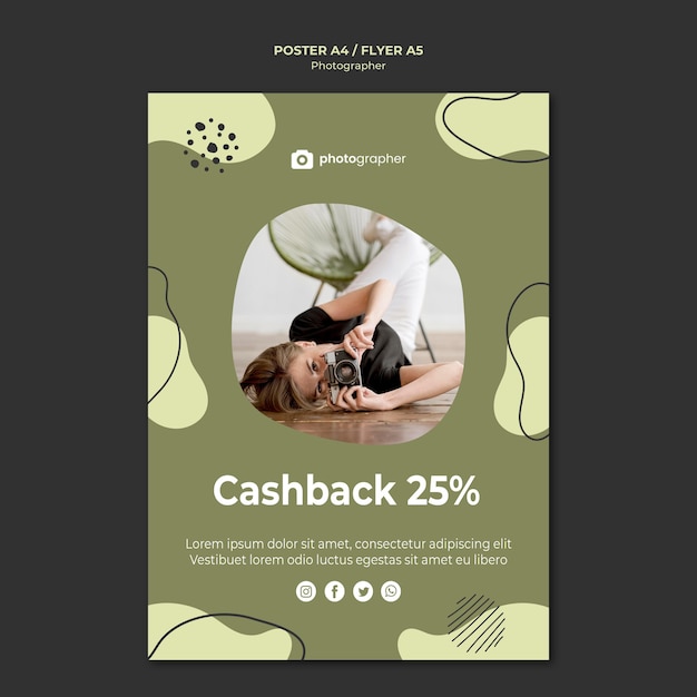 PSD grátis modelo de cartaz - cashback do fotógrafo