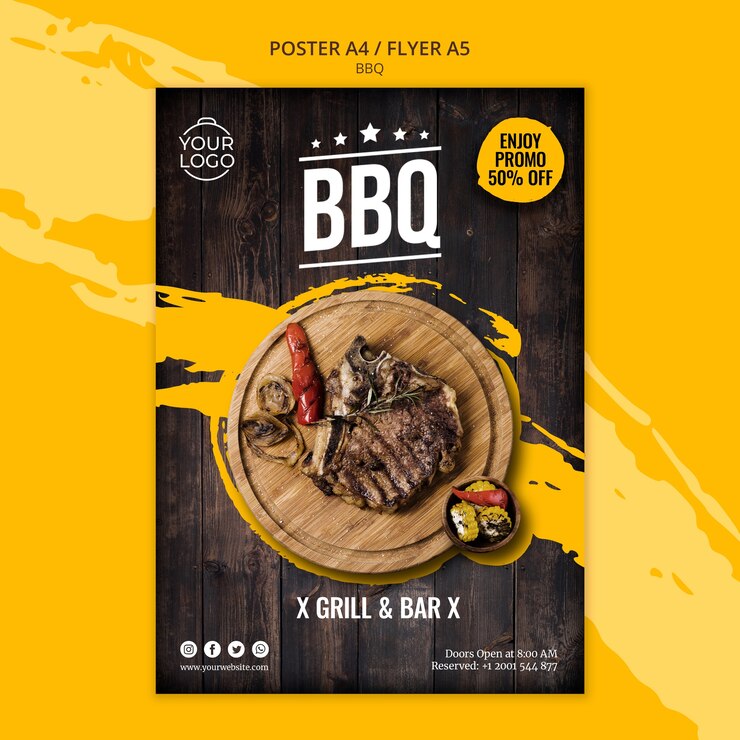 PSD grátis modelo de cartaz com churrasco