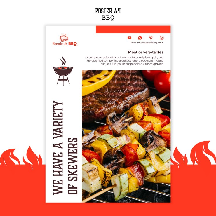 PSD grátis modelo de cartaz com conceito de churrasco