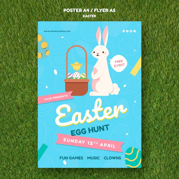 Modelo de cartaz com design de dia de páscoa