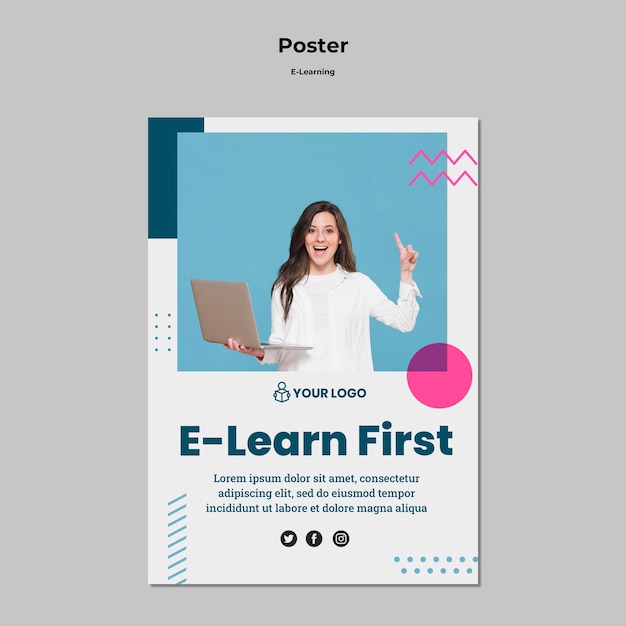 Modelo de cartaz com design de e-learning