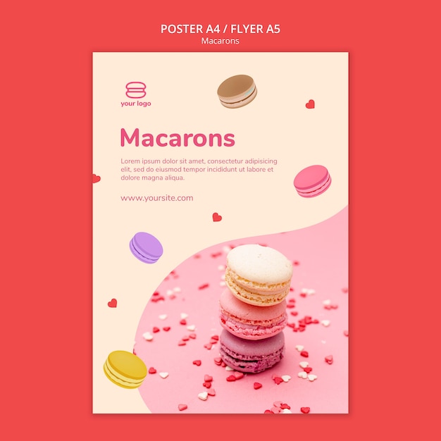 PSD grátis modelo de cartaz com macarons