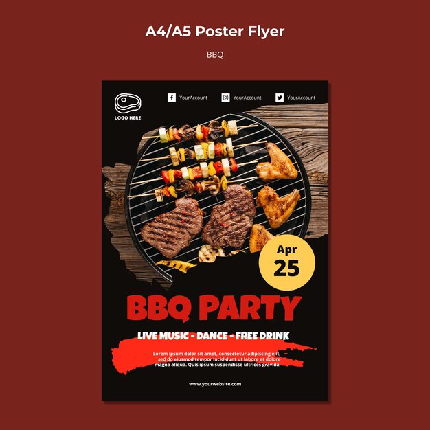 Modelo de cartaz com tema de churrasco
