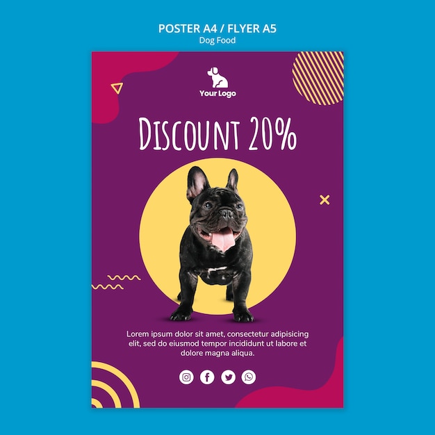 PSD grátis modelo de cartaz - comida de cachorro