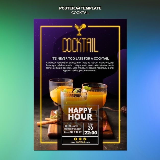 PSD grátis modelo de cartaz conceito cocktail