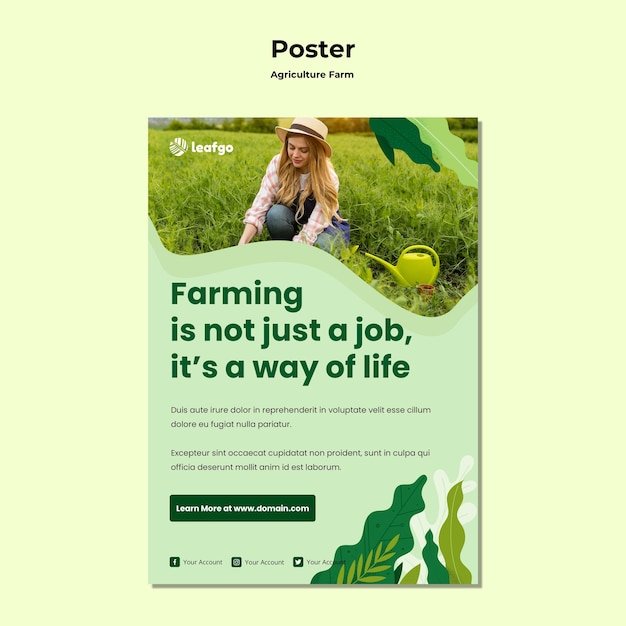 PSD grátis modelo de cartaz - conceito de fazenda agrícola