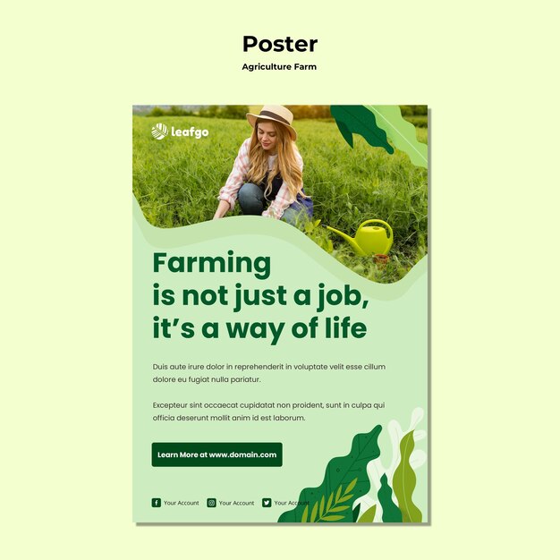 Modelo de cartaz - conceito de fazenda agrícola