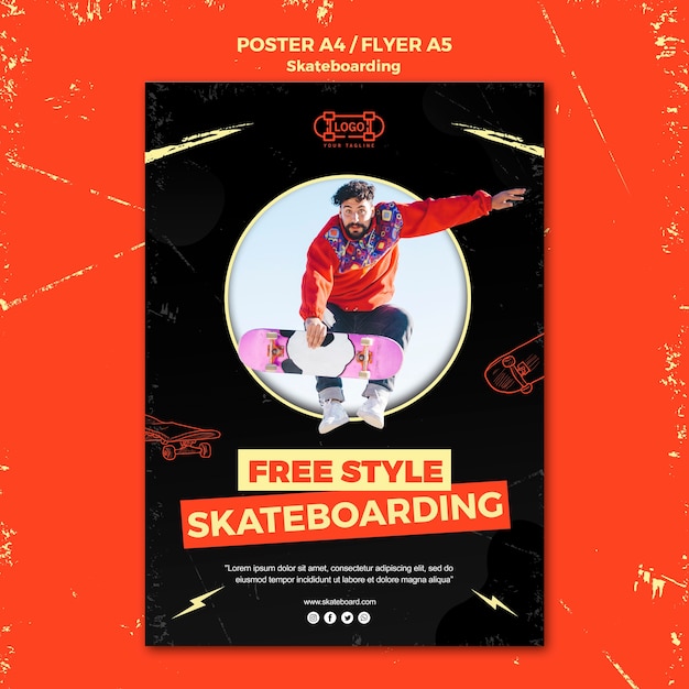 Modelo de cartaz - conceito de skate