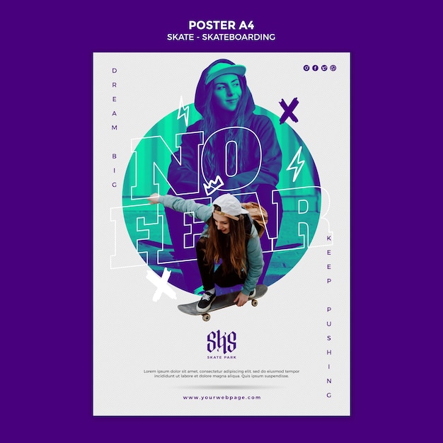 Modelo de cartaz - conceito de skate