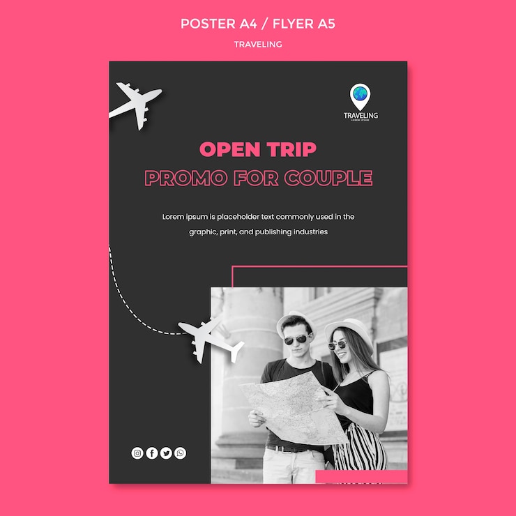PSD grátis modelo de cartaz - conceito de viagem