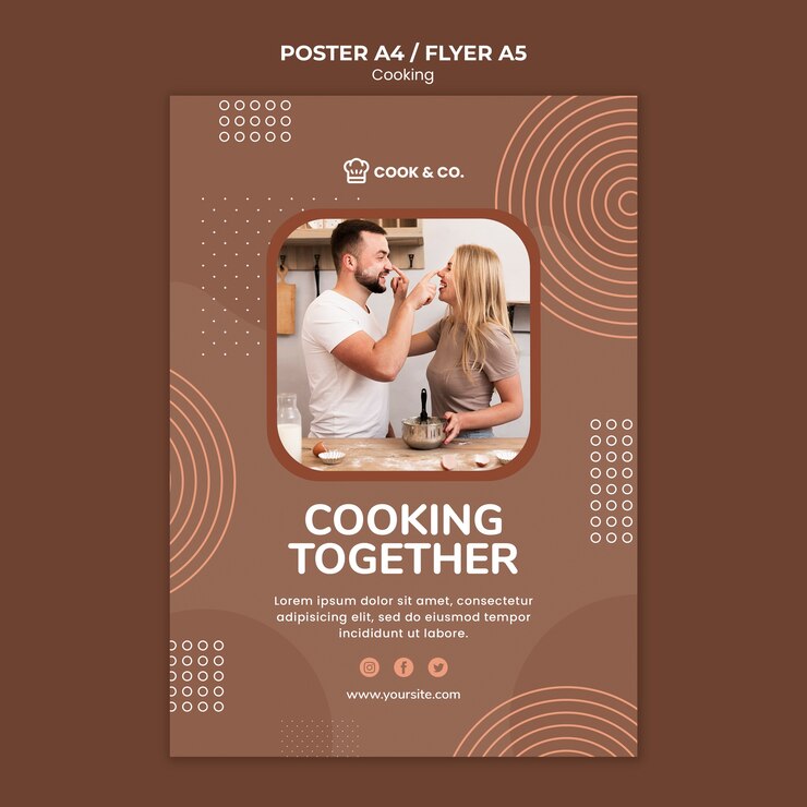 PSD grátis modelo de cartaz - cozinhar em casa