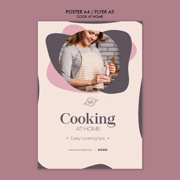 Modelo de cartaz - cozinhar em casa