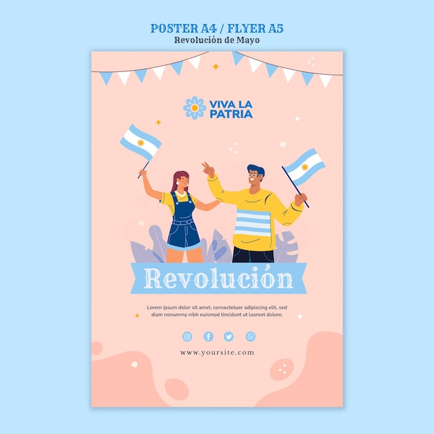 PSD grátis modelo de cartaz da revolução de maio