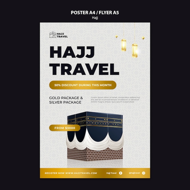 PSD grátis modelo de cartaz da temporada hajj