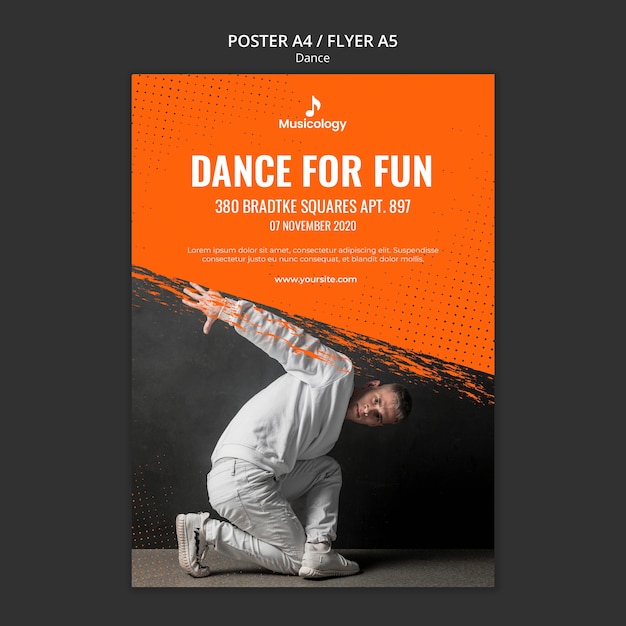 PSD grátis modelo de cartaz - dança por diversão musicologia