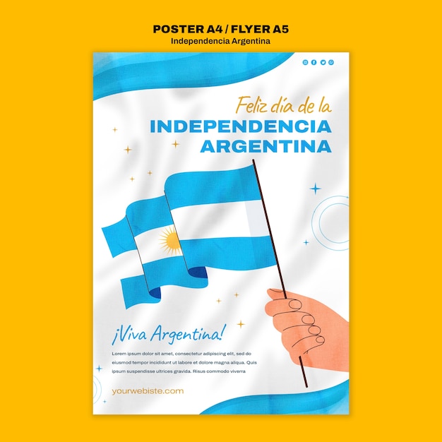 Modelo de cartaz de 9 de julho de design plano