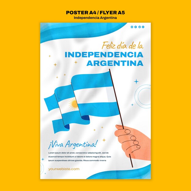 Modelo de cartaz de 9 de julho de design plano