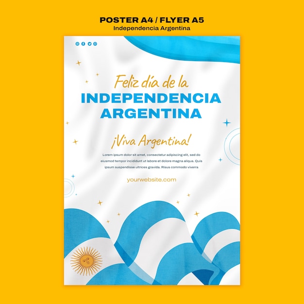 Modelo de cartaz de 9 de julho de design plano