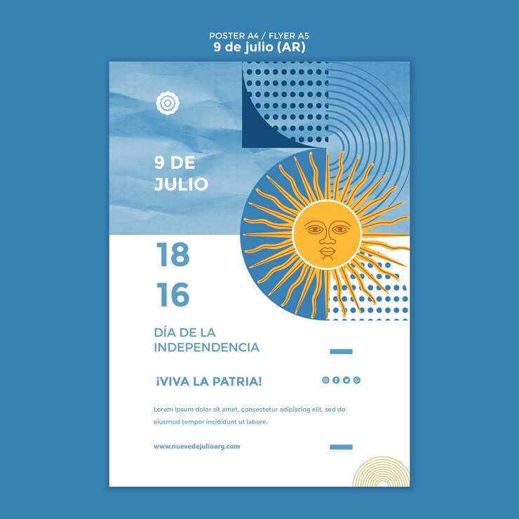 PSD grátis modelo de cartaz de 9 de julho de design plano