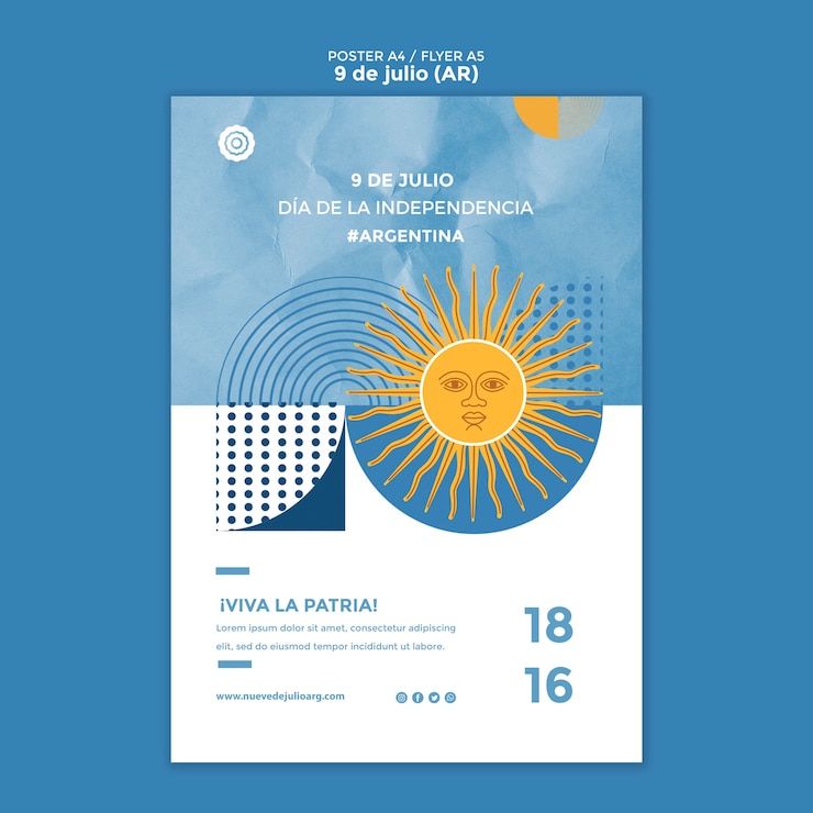 PSD grátis modelo de cartaz de 9 de julho de design plano