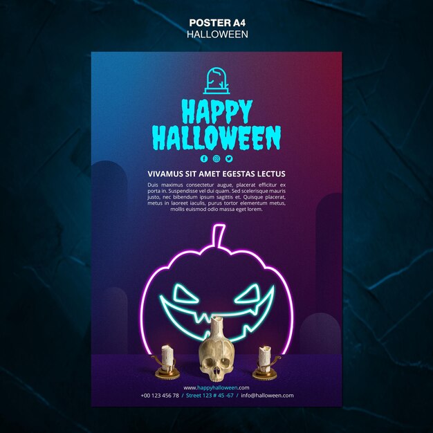 Modelo de cartaz de anúncio de evento de Halloween