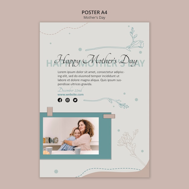 Modelo de cartaz de anúncio para o dia das mães