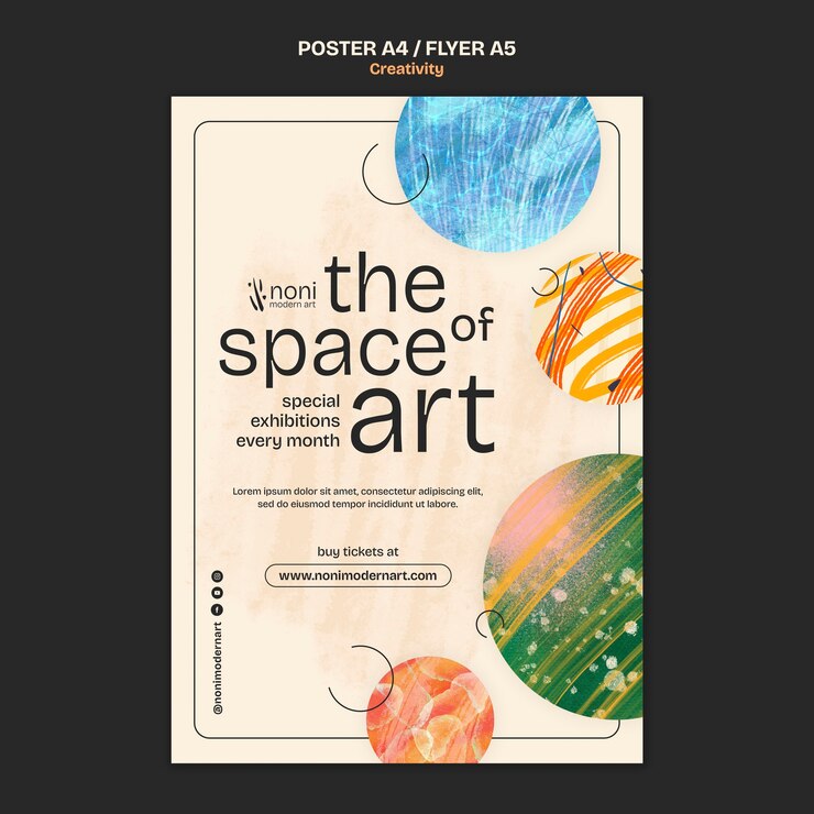 PSD grátis modelo de cartaz de arte espacial em aquarela