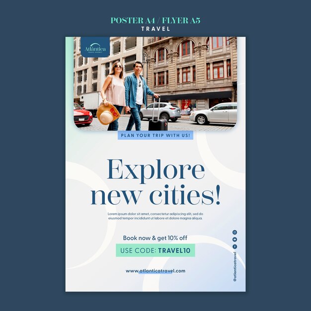 Modelo de cartaz de aventura de viagem gradiente