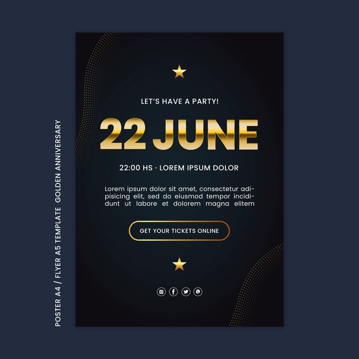 PSD grátis modelo de cartaz de bodas de ouro