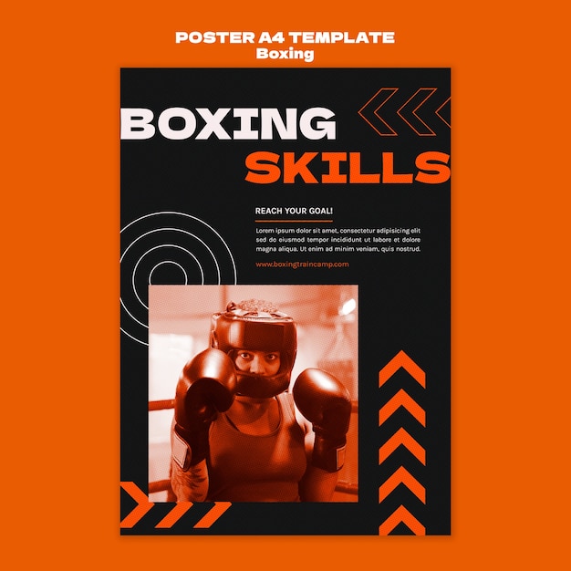 PSD grátis modelo de cartaz de boxe de design plano