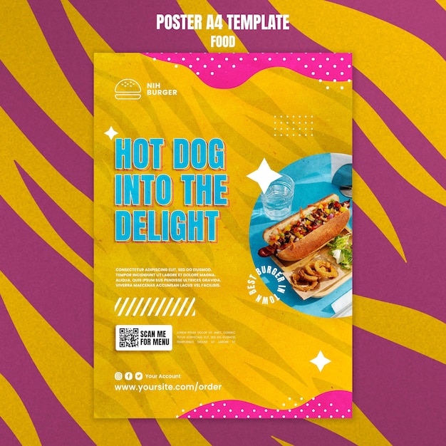 PSD grátis modelo de cartaz de cachorro-quente delicioso