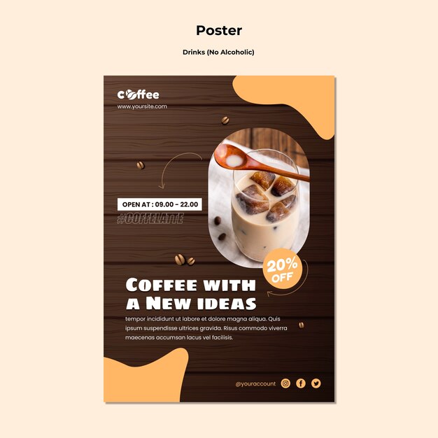 Modelo de cartaz de café delicioso