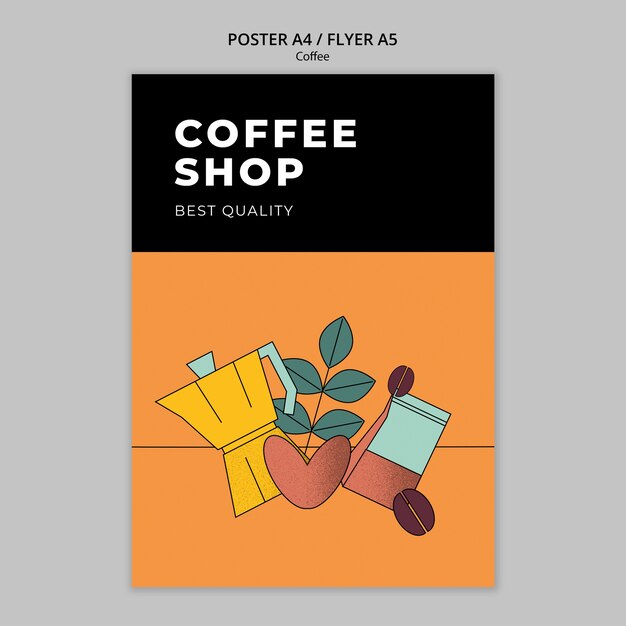 Modelo de cartaz de café desenhado à mão