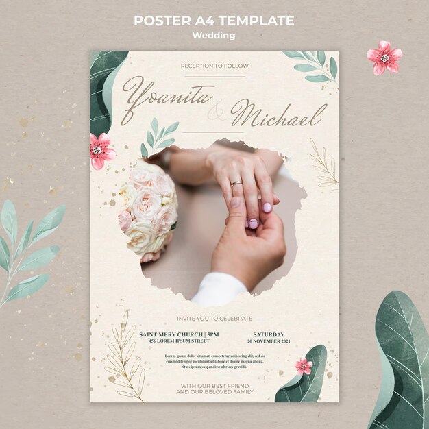 Modelo de cartaz de casamento