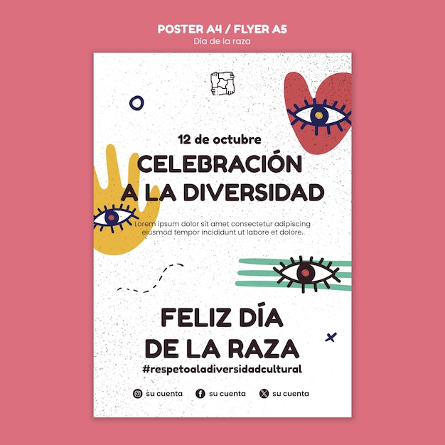 PSD grátis modelo de cartaz de celebração da dia de la raza